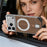 For iPhone 17 Pro Max Frameless Case Walnut Wood Pattern Rotating Kickstand Metal Snap-on Phone Cover - Orange - 7