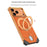 For iPhone 17 Pro Frameless Metal Case Snap-on Leather Back Phone Cover with Rotating Kickstand - Orange - 3