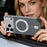 For iPhone 17 Pro Max Frameless Metal Case Snap-on Leather Back Phone Cover with Rotating Kickstand - Orange - 7