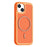 For iPhone 15 Magnetic Case Carbon Fiber Texture PC + TPU Phone Cover with Independent Button - Orange - 1