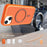 For iPhone 15 Magnetic Case Carbon Fiber Texture PC + TPU Phone Cover with Independent Button - Orange - 3