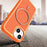 For iPhone 15 Magnetic Case Carbon Fiber Texture PC + TPU Phone Cover with Independent Button - Orange - 4