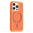 For iPhone 14 Pro Max Magnetic Case Carbon Fiber Texture PC + TPU Phone Cover with Independent Button - Orange - 1