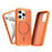 For iPhone 14 Pro Max Magnetic Case Carbon Fiber Texture PC + TPU Phone Cover with Independent Button - Orange - 2