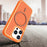 For iPhone 14 Pro Max Magnetic Case Carbon Fiber Texture PC + TPU Phone Cover with Independent Button - Orange - 4
