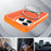 For iPhone 14 Pro Max Magnetic Case Carbon Fiber Texture PC + TPU Phone Cover with Independent Button - Orange - 6