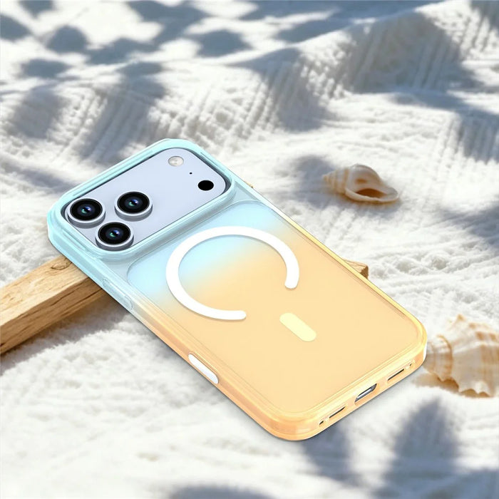 For iPhone 18 Pro / 17 Pro Magnetic Case Gradient Translucent PC + TPU Shockproof Phone Cover - Orange - 3
