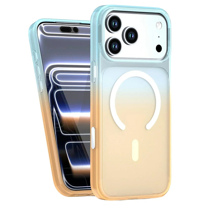 For iPhone 18 Pro Max / 17 Pro Max Magnetic Case Gradient Translucent PC + TPU Shockproof Phone Cover - Orange - 1