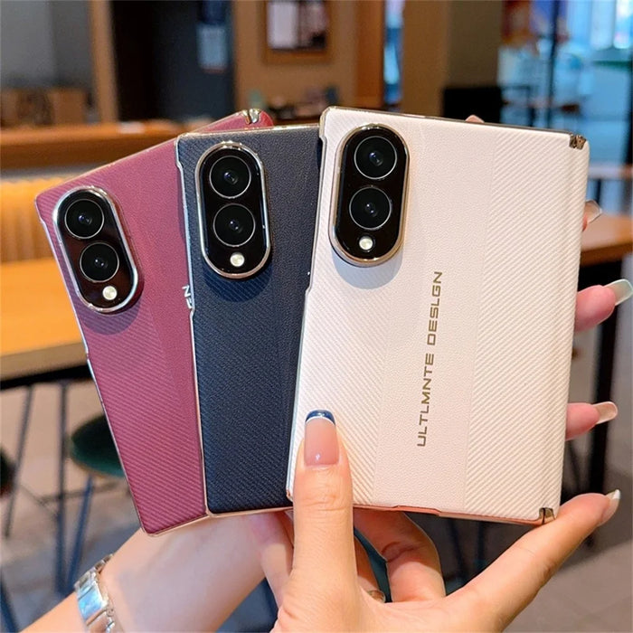 For Samsung Galaxy Z Fold8 Case Dual Axis Hinge Electroplated Metal Frame Leather + PC + TPU Phone Cover - White - 7