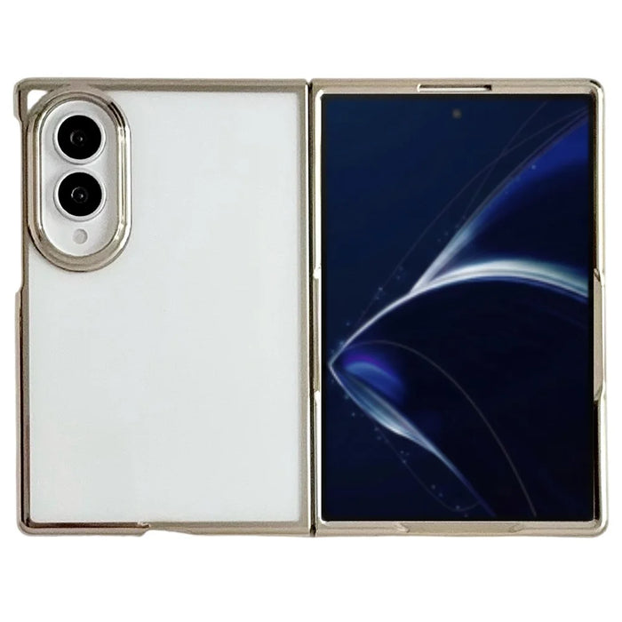 For Samsung Galaxy Z Fold8 Case Electroplating Ultra Thin Transparent PC Phone Cover - Gold - 1