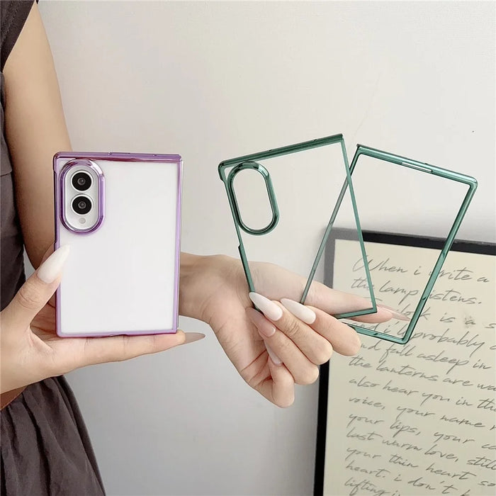 For Samsung Galaxy Z Fold8 Case Electroplating Ultra Thin Transparent PC Phone Cover - Gold - 3