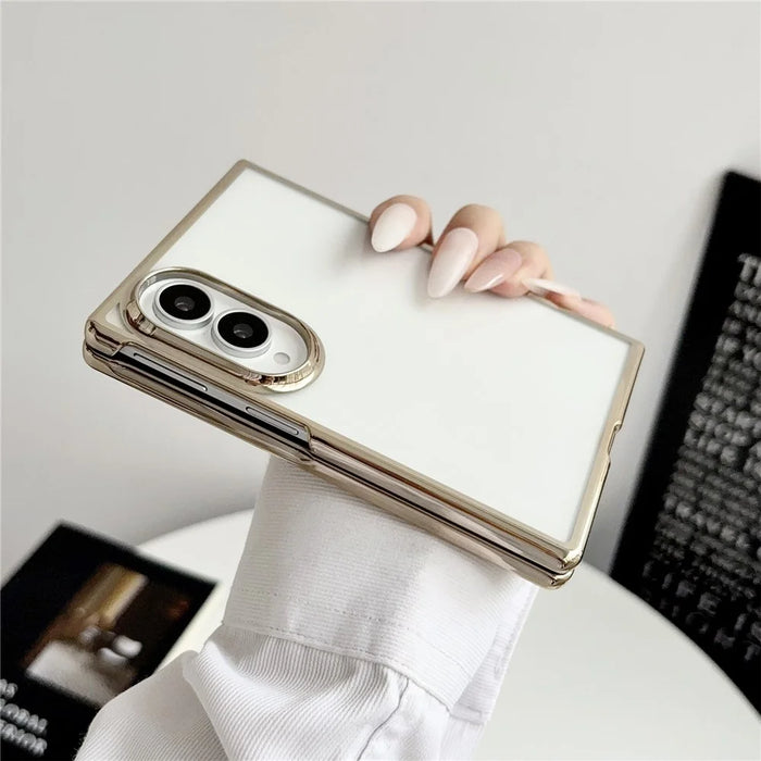 For Samsung Galaxy Z Fold8 Case Electroplating Ultra Thin Transparent PC Phone Cover - Gold - 4