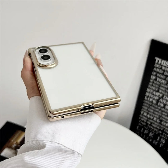 For Samsung Galaxy Z Fold8 Case Electroplating Ultra Thin Transparent PC Phone Cover - Gold - 5