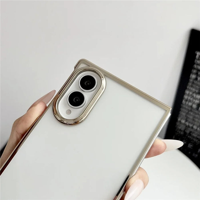 For Samsung Galaxy Z Fold8 Case Electroplating Ultra Thin Transparent PC Phone Cover - Gold - 6