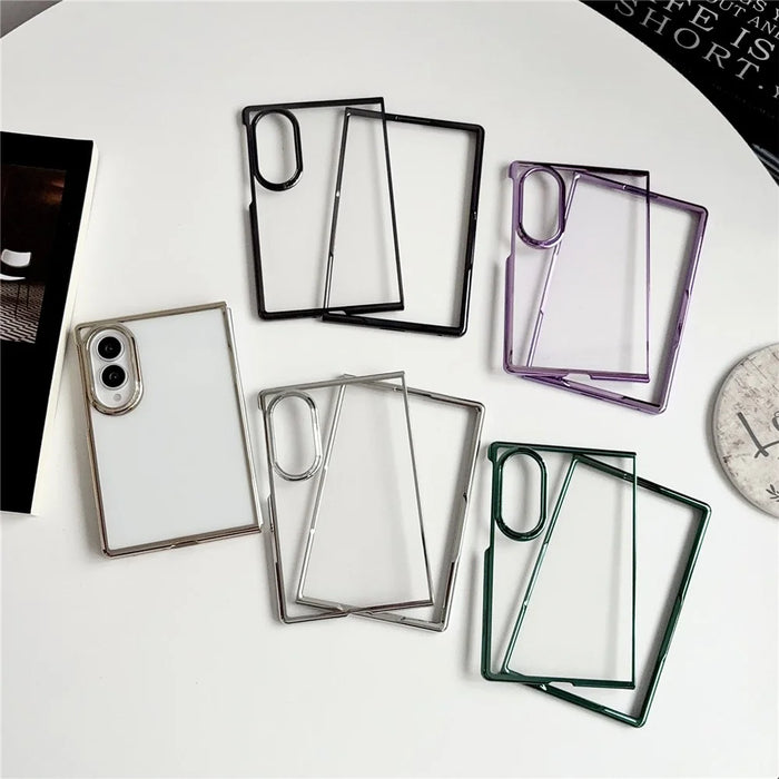 For Samsung Galaxy Z Fold8 Case Electroplating Ultra Thin Transparent PC Phone Cover - Gold - 7