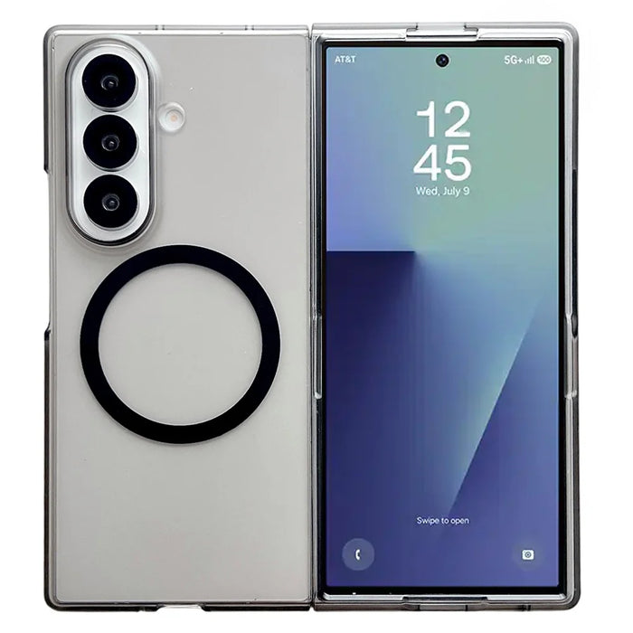 For Samsung Galaxy Z Fold7 5G Magnetic Case Matte Transparent TPU + PC Shockproof Cover - Black - 1