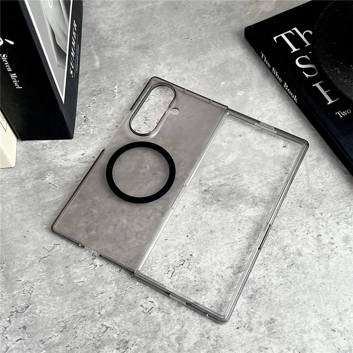 For Samsung Galaxy Z Fold7 5G Magnetic Case Matte Transparent TPU + PC Shockproof Cover - Black - 4