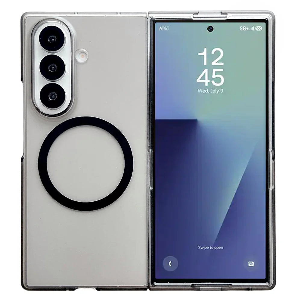 For Samsung Galaxy Z Fold8 Ultra Magnetic Case Matte Transparent TPU + PC Shockproof Cover - Black - 1