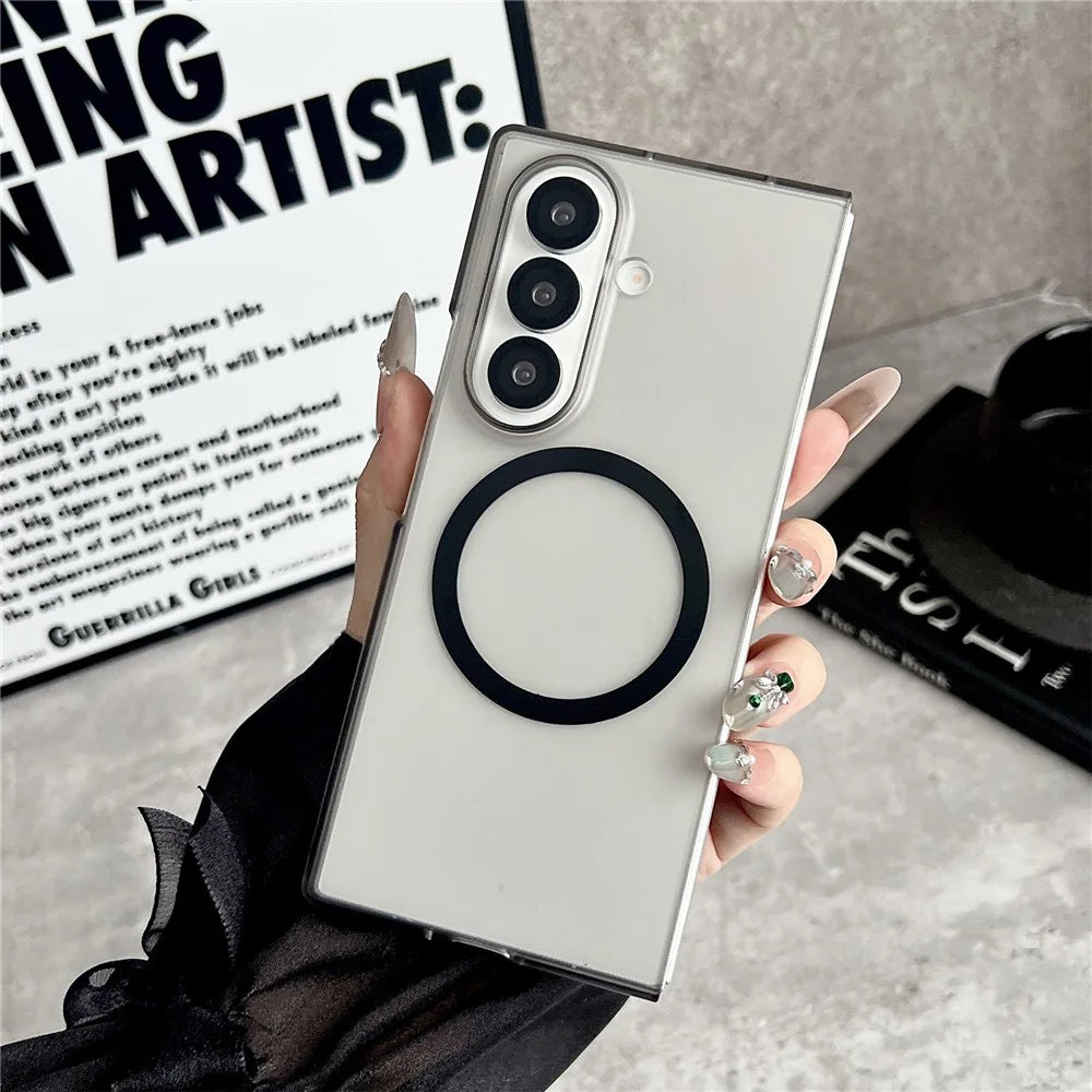 For Samsung Galaxy Z Fold8 Ultra Magnetic Case Matte Transparent TPU + PC Shockproof Cover - Black - 2