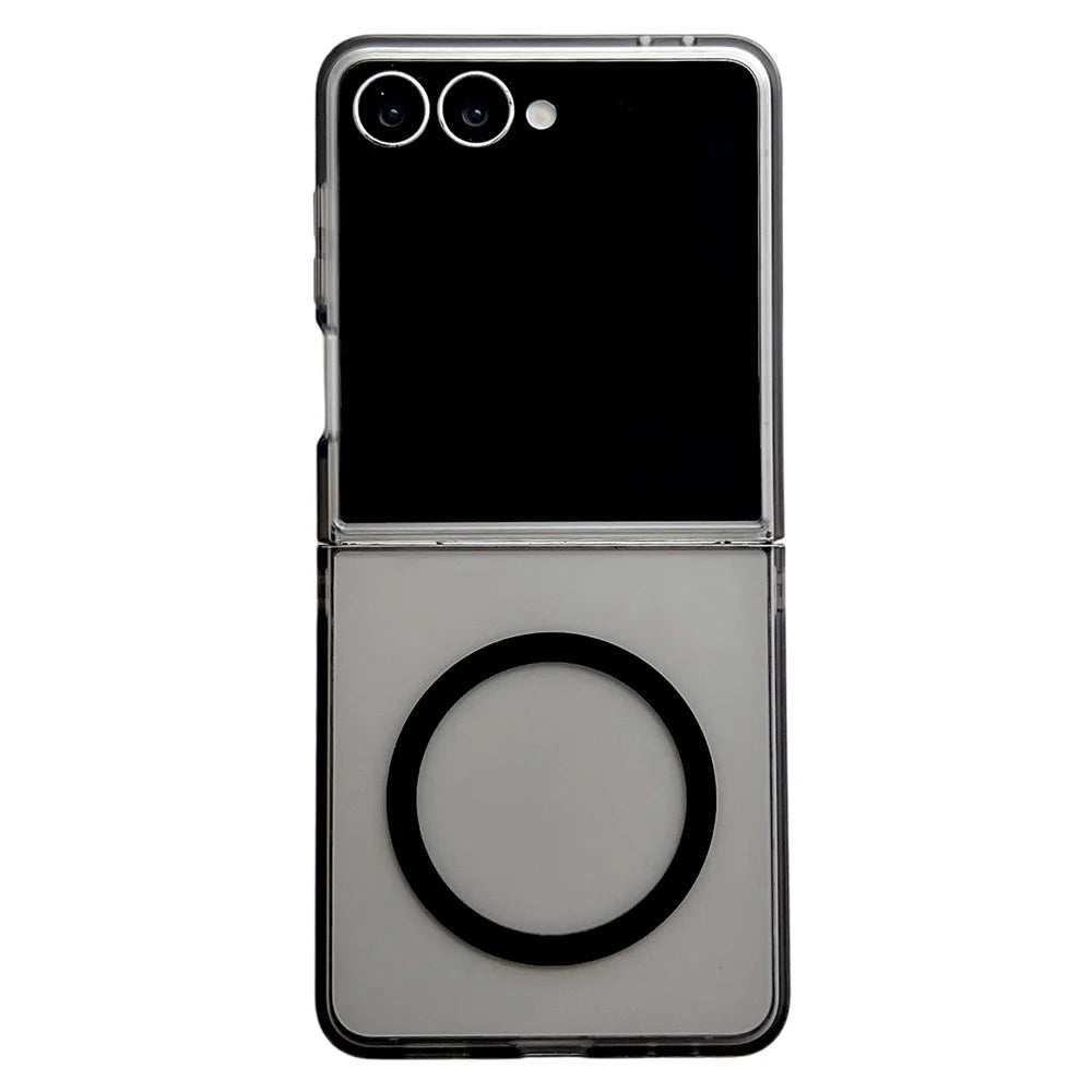 For Samsung Galaxy Z Flip8 Magnetic Case Matte Transparent TPU + PC Shockproof Cover - Black - 1