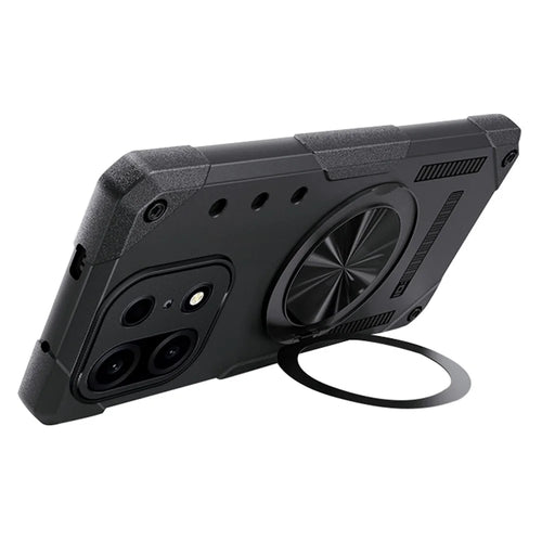 For OnePlus Turbo 6X Pro 5G Magnetic Case 360° Rotating Ring Kickstand TPU Phone Cover - Black - 1