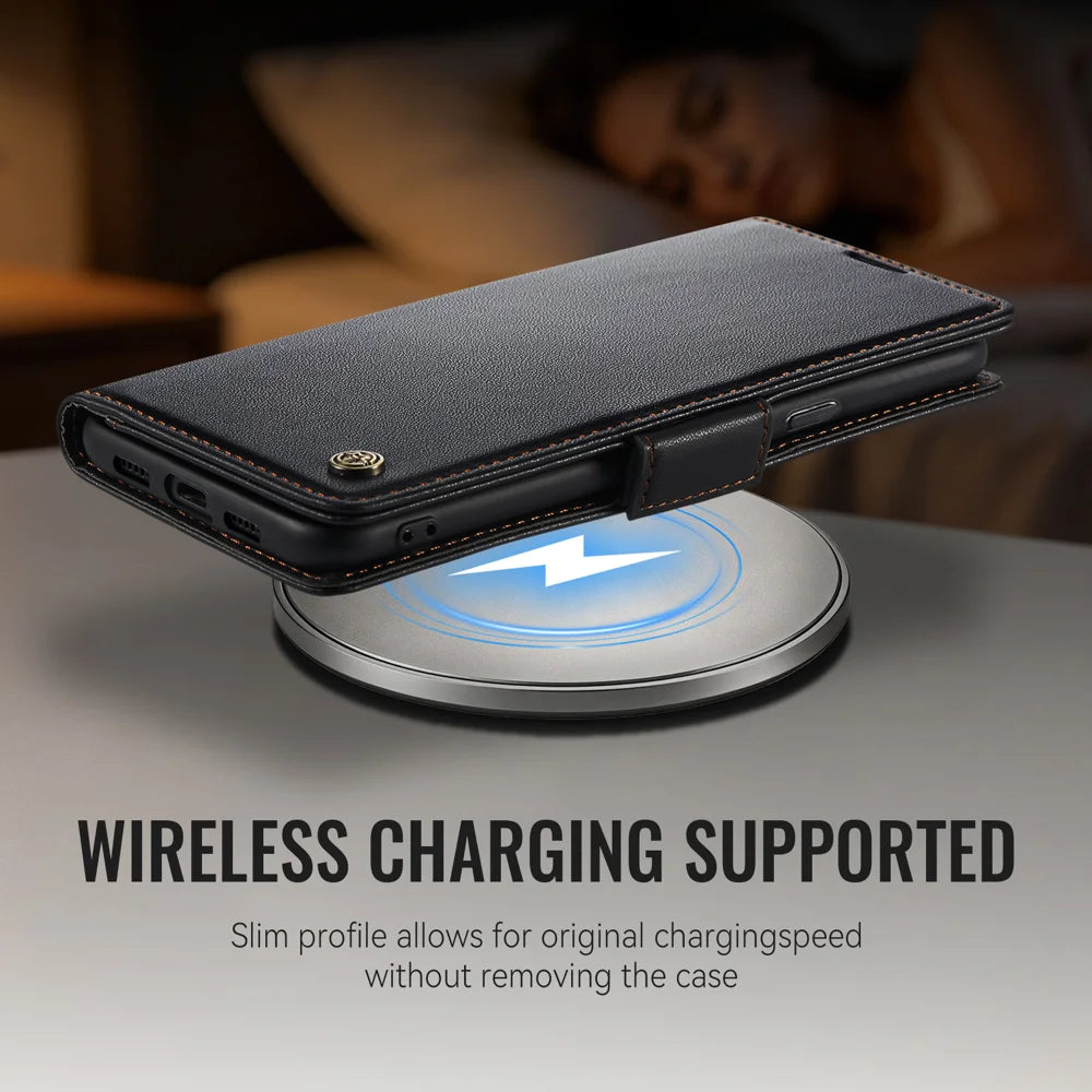 CASEME for Google Pixel 11 Pro XL Case  023 Series RFID Blocking Wallet Stand Glossy Litchi Texture Leather Phone Cover - Black - 5