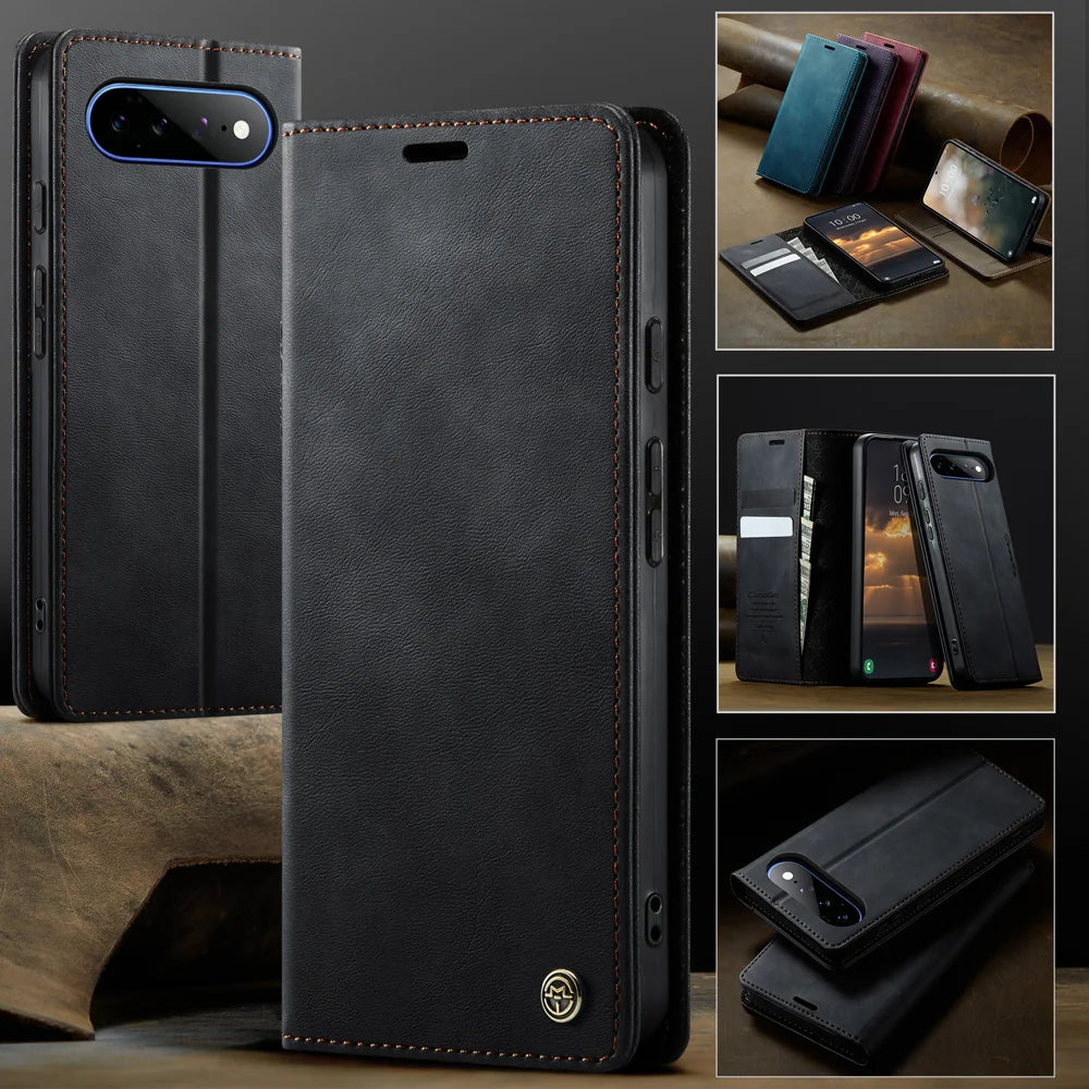 CASEME for Google Pixel 11 Pro XL 033 Series Case RFID Blocking Wallet Stand Calf Texture Leather Phone Cover - Black - 4