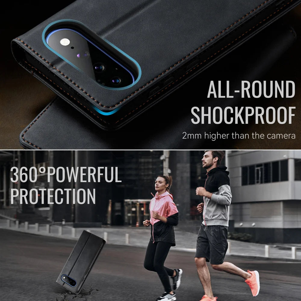 CASEME for Google Pixel 11 Pro XL 033 Series Case RFID Blocking Wallet Stand Calf Texture Leather Phone Cover - Black - 6