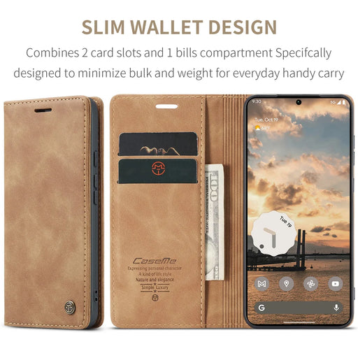 CASEME for Google Pixel 11 Pro / Google Pixel 11 Wallet Case  013 Series PU Leather Phone Cover Stand - Brown - 2