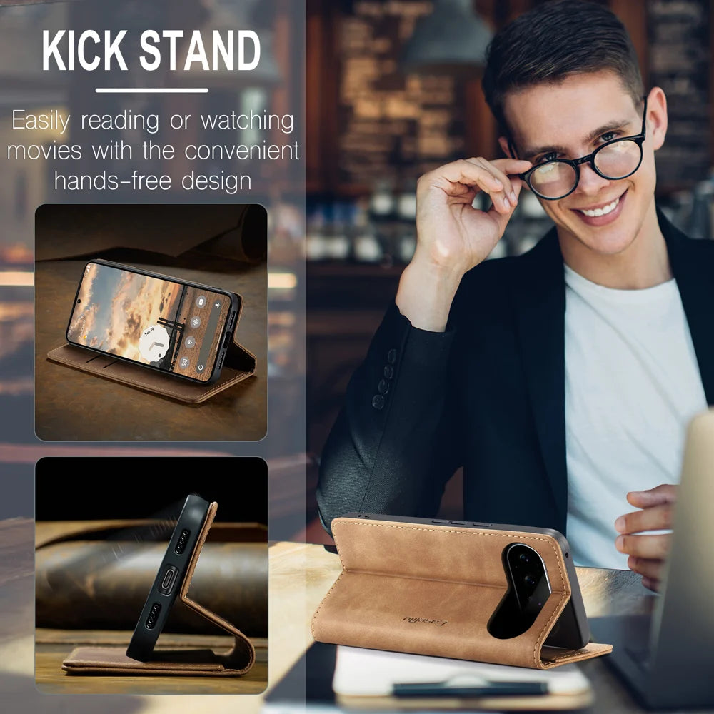 CASEME for Google Pixel 11 Pro / Google Pixel 11 Wallet Case  013 Series PU Leather Phone Cover Stand - Brown - 5