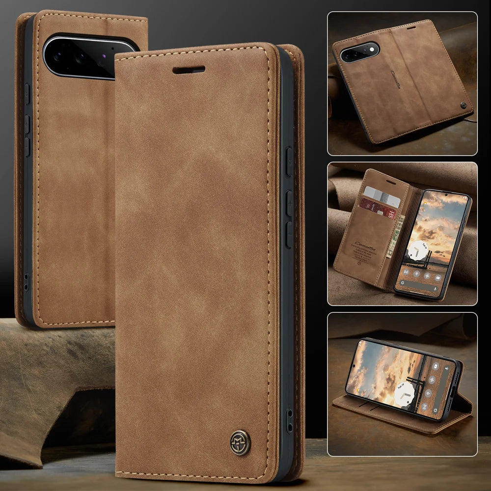 CASEME for Google Pixel 11 Pro / Google Pixel 11 Wallet Case  013 Series PU Leather Phone Cover Stand - Brown - 7