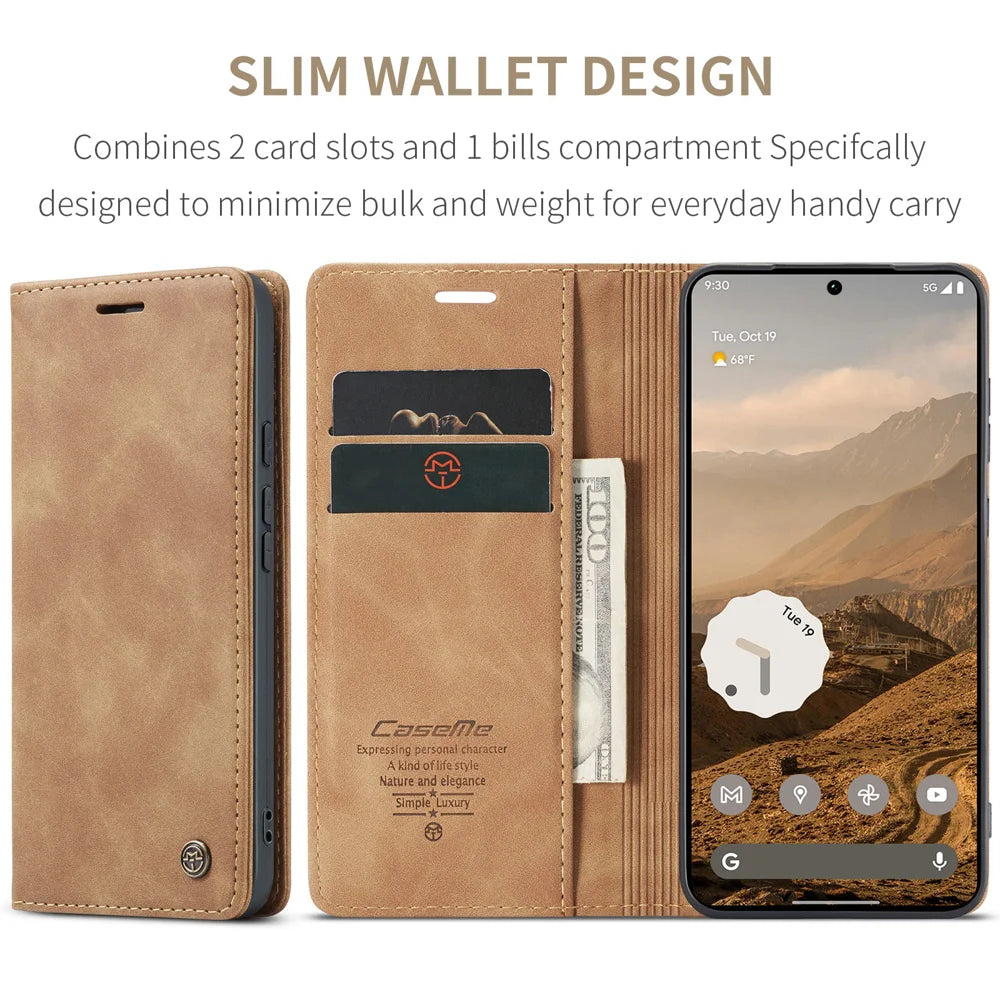 CASEME for Google Pixel 11 Pro XL Wallet Case  013 Series PU Leather Phone Cover Stand - Brown - 2