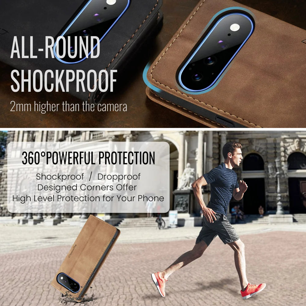 CASEME for Google Pixel 11 Pro XL Wallet Case  013 Series PU Leather Phone Cover Stand - Brown - 6