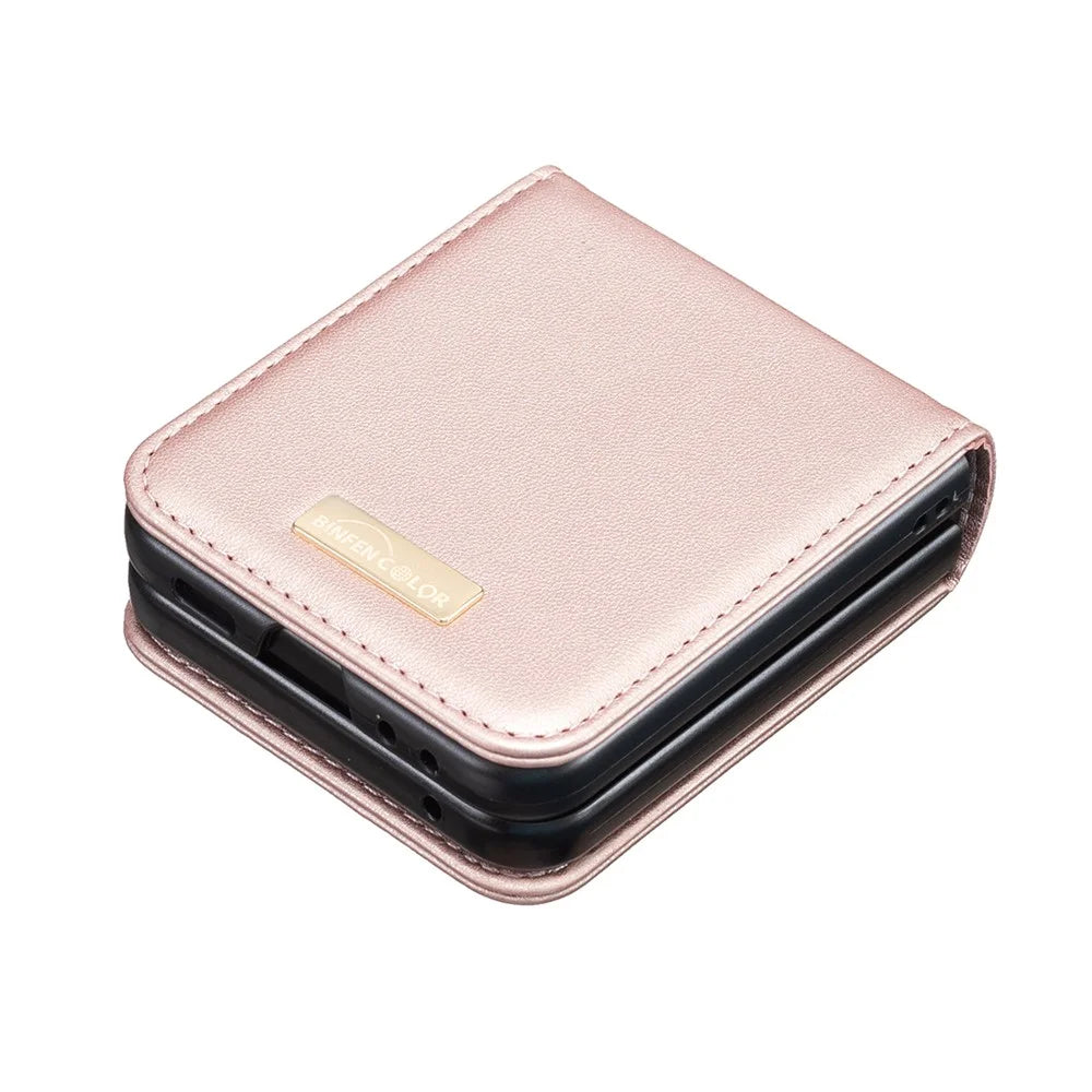 BINFEN COLOR for Samsung Galaxy Z Flip8 Case PU Leather + PC Shockproof Phone Cover - Rose Gold - 4