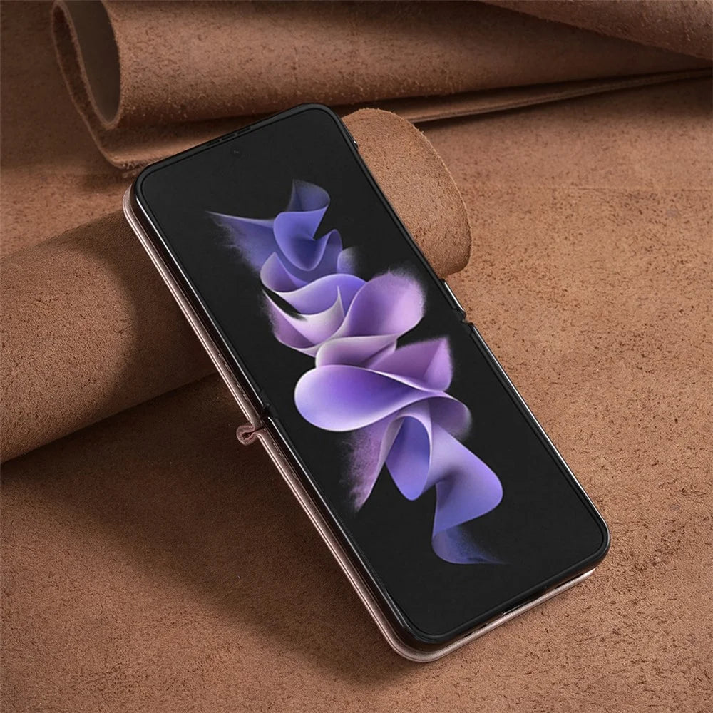 BINFEN COLOR for Samsung Galaxy Z Flip8 Case PU Leather + PC Shockproof Phone Cover - Rose Gold - 7