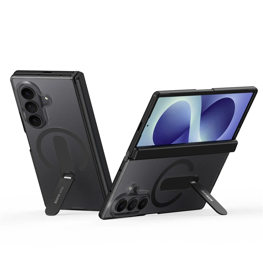DUX DUCIS Kind Series For Samsung Galaxy Z Fold8 Ultra / Z Fold7 5G Magnetic Case Kickstand TPU+PC Matte Phone Cover - Black - 5