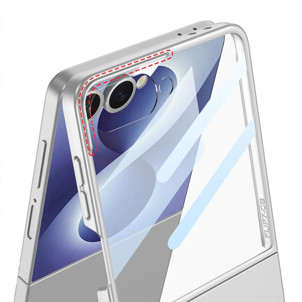 GKK For Samsung Galaxy Z Flip8 Case Ultra Thin PC Phone Cover with HD Front Tempered Glass Film - Titanium Grey - 3