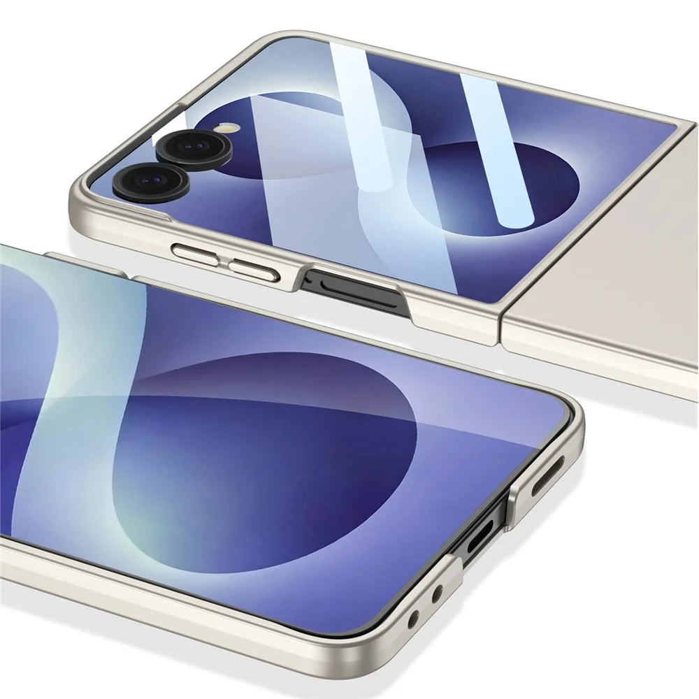 GKK For Samsung Galaxy Z Flip8 Case Ultra Thin PC Phone Cover with HD Front Tempered Glass Film - Titanium Grey - 4