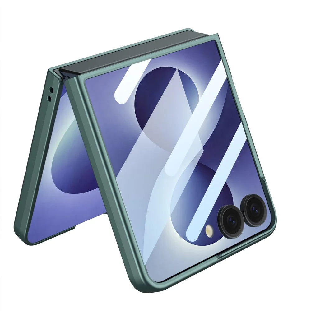 GKK For Samsung Galaxy Z Flip8 Case Ultra Thin PC Phone Cover with HD Front Tempered Glass Film - Titanium Grey - 5