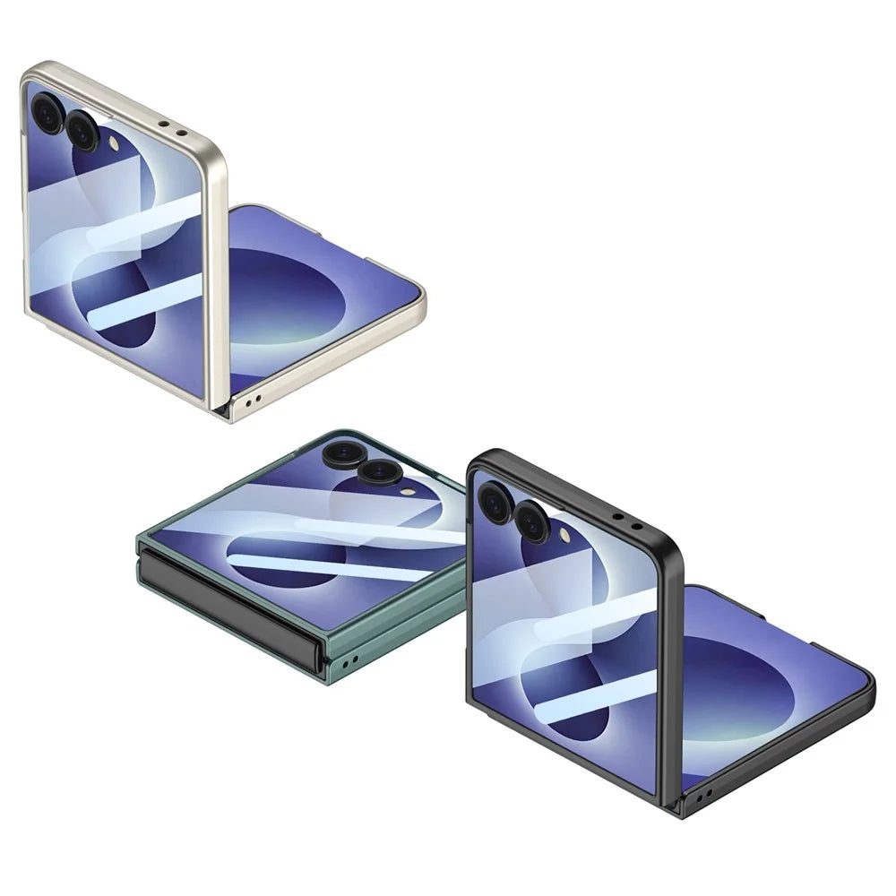 GKK For Samsung Galaxy Z Flip8 Case Ultra Thin PC Phone Cover with HD Front Tempered Glass Film - Titanium Grey - 6