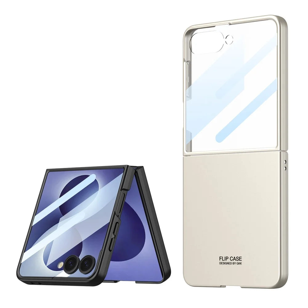 GKK For Samsung Galaxy Z Flip8 Case Ultra Thin PC Phone Cover with HD Front Tempered Glass Film - Titanium Grey - 7