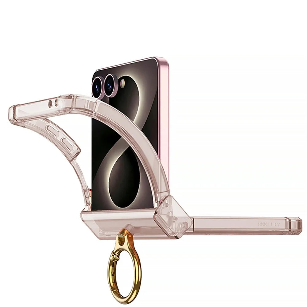 GKK For Samsung Galaxy Z Flip8 Magnetic Case Ring Kickstand TPU Airbag Shockproof Phone Cover with Back Film - Blue - 5
