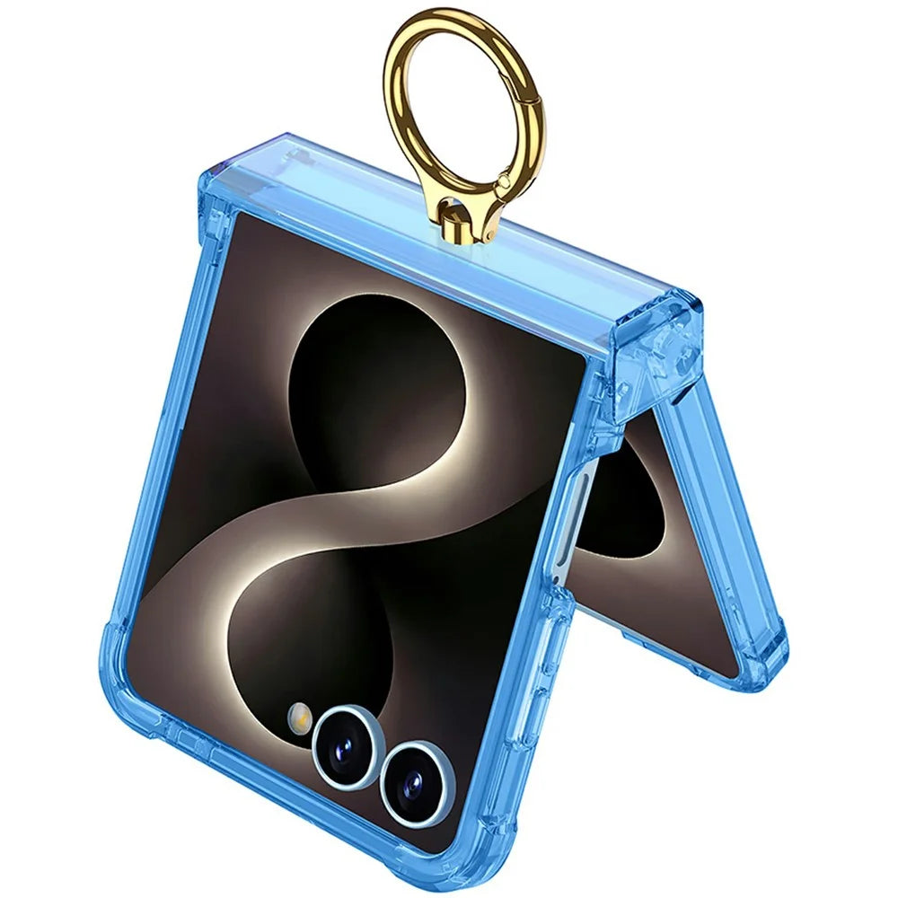 GKK For Samsung Galaxy Z Flip8 Magnetic Case Ring Kickstand TPU Airbag Shockproof Phone Cover with Back Film - Blue - 6