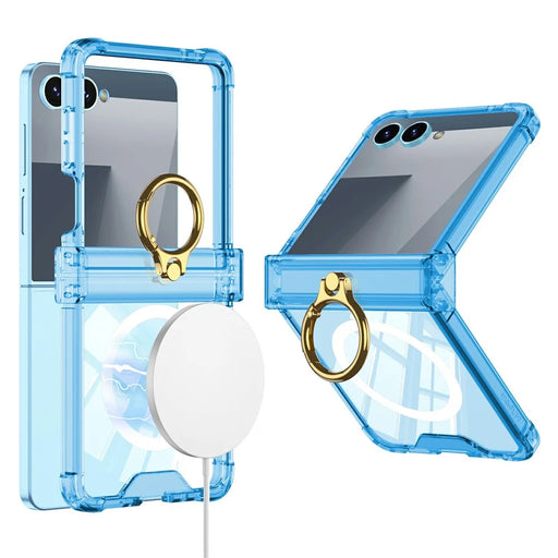 GKK For Samsung Galaxy Z Flip8 Magnetic Case with Ring Holder Airbag Hinge Protection Shockproof Phone Cover - Blue - 1