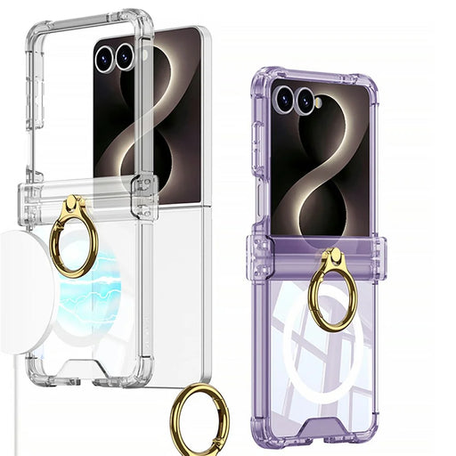 GKK For Samsung Galaxy Z Flip8 Magnetic Case with Ring Holder Airbag Hinge Protection Shockproof Phone Cover - Blue - 2