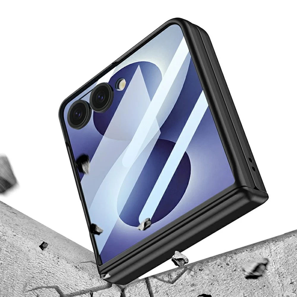 GKK For Samsung Galaxy Z Flip8 Case with Clear Screen Film Magnetic Hinge Protection Phone Cover - Titanium Grey - 3
