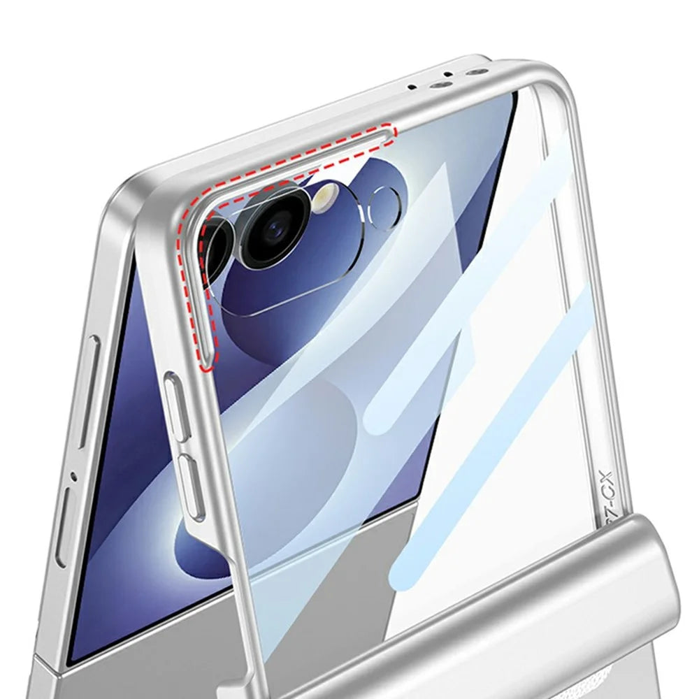 GKK For Samsung Galaxy Z Flip8 Case with Clear Screen Film Magnetic Hinge Protection Phone Cover - Titanium Grey - 4