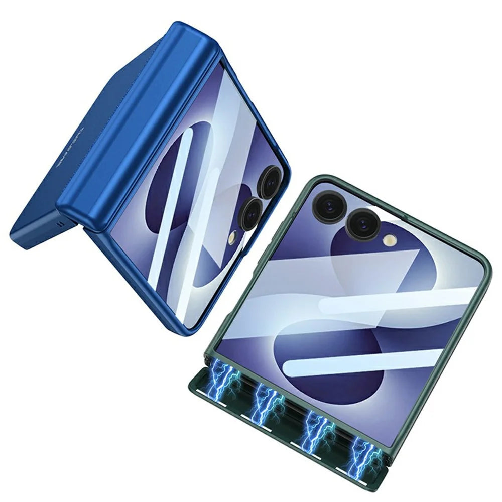 GKK For Samsung Galaxy Z Flip8 Case with Clear Screen Film Magnetic Hinge Protection Phone Cover - Titanium Grey - 5