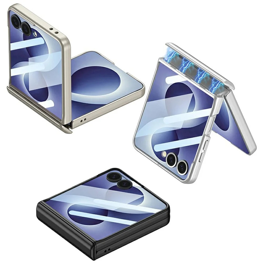 GKK For Samsung Galaxy Z Flip8 Case with Clear Screen Film Magnetic Hinge Protection Phone Cover - Titanium Grey - 6