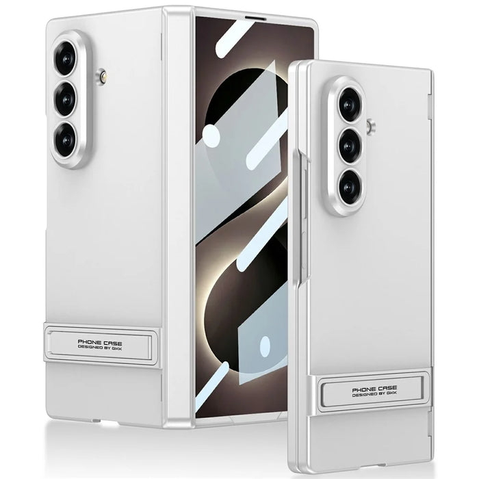 GKK For Samsung Galaxy Z Fold8 Ultra Kickstand Case Magnetic Hinge Protection PC + Tempered Glass Phone Cover - Silver - 1